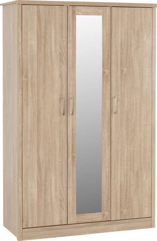 Lisbon 3 Door Wardrobe in Light Oak Effect Veneer