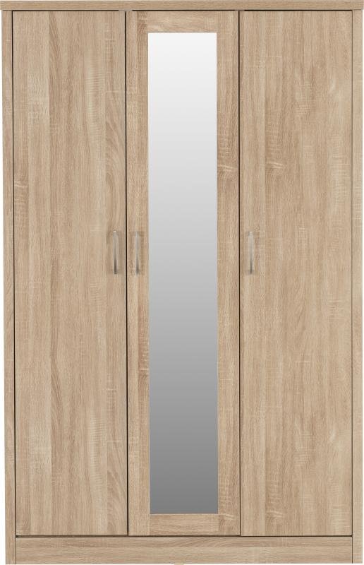 Lisbon 3 Door Wardrobe in Light Oak Effect Veneer - Image 2