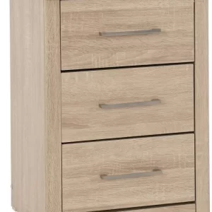 Lisbon 3 Drawer Bedside Chest in Light Oak Effect Veneer