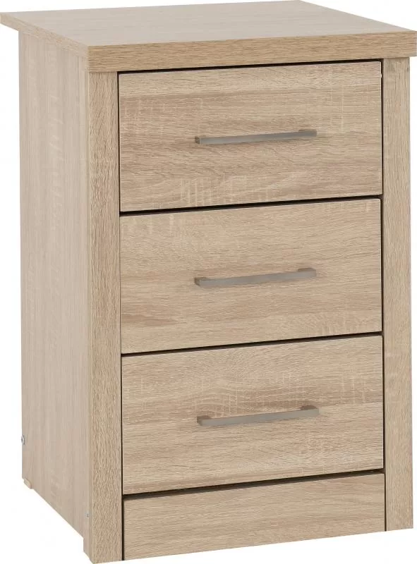 Lisbon 3 Drawer Bedside Chest in Light Oak Effect Veneer