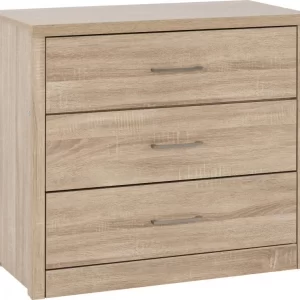 Lisbon 3 Drawer Chest in Light Oak Effect Veneer