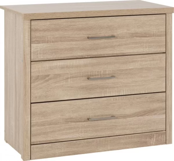 Lisbon 3 Drawer Chest in Light Oak Effect Veneer