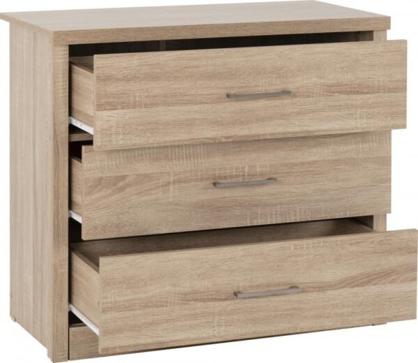 Lisbon 3 Drawer Chest in Light Oak Effect Veneer - Image 2