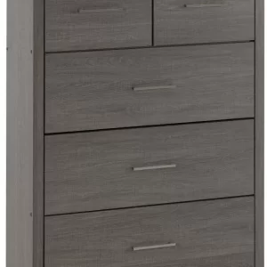 Lisbon 3+2 Drawer Chest in Black Wood Grain