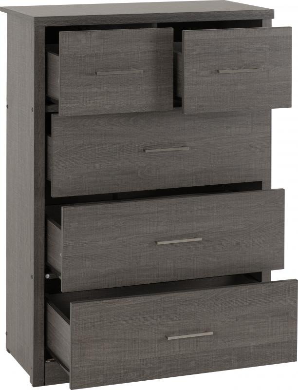 Lisbon 3+2 Drawer Chest in Black Wood Grain - Image 9