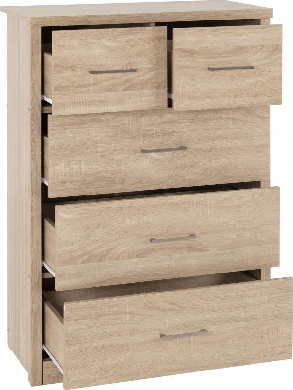 Lisbon 3+2 Drawer Chest in Light Oak Effect Veneer - Image 3