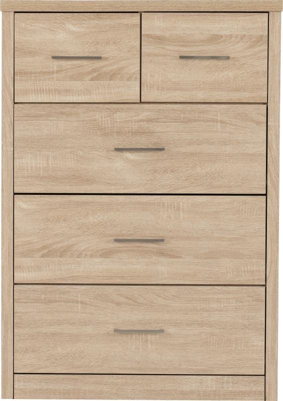 Lisbon 3+2 Drawer Chest in Light Oak Effect Veneer - Image 2