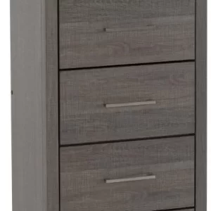 Lisbon 5 Drawer Narrow Chest in Black Wood Grain