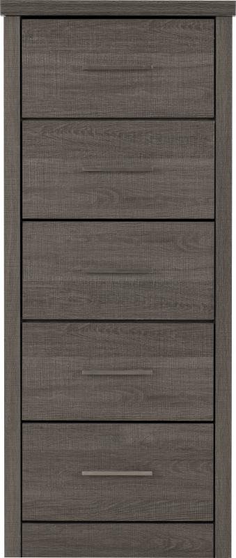 Lisbon 5 Drawer Narrow Chest in Black Wood Grain - Image 6