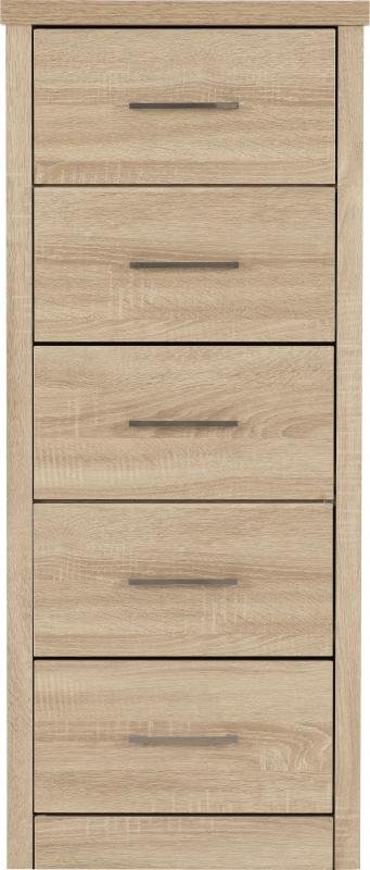 Lisbon 5 Drawer Narrow Chest in Light Oak Effect Veneer - Image 4