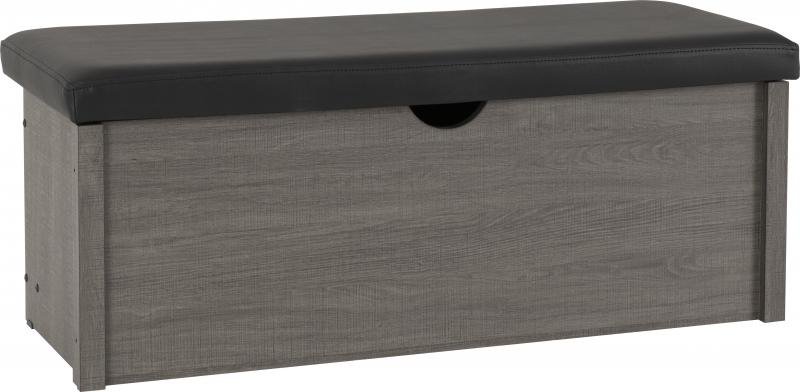 Lisbon Blanket Box in Black Wood GrainBlack Faux Leather - Image 7