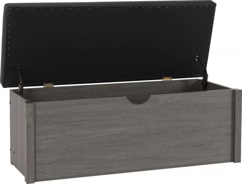 Lisbon Blanket Box in Black Wood GrainBlack Faux Leather