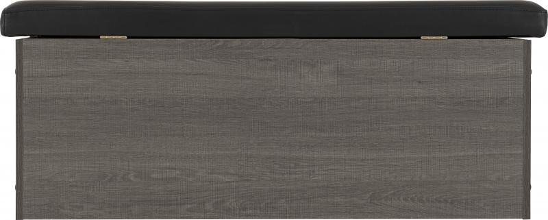 Lisbon Blanket Box in Black Wood GrainBlack Faux Leather - Image 4