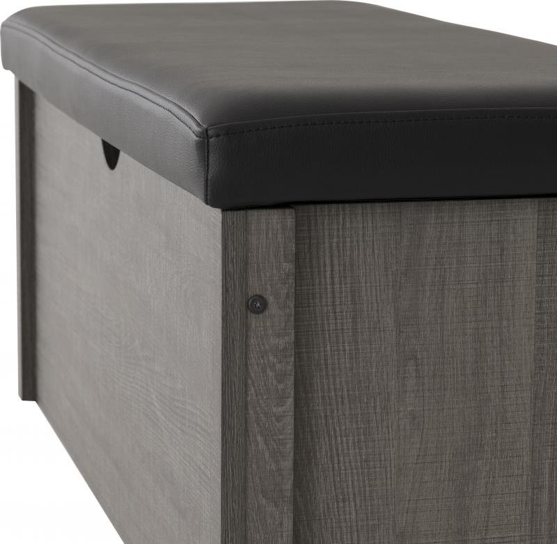 Lisbon Blanket Box in Black Wood GrainBlack Faux Leather - Image 2