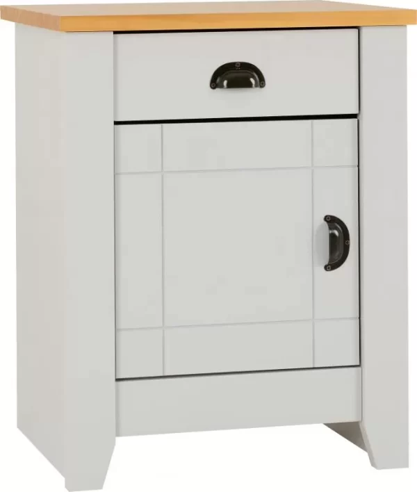Ludlow 1 Drawer 1 Door Bedside Cabinet in GreyOak Lacquer