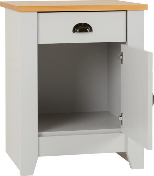 Ludlow 1 Drawer 1 Door Bedside Cabinet in GreyOak Lacquer - Image 4