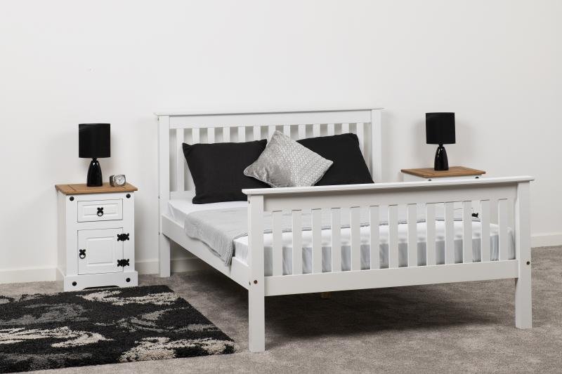 Corona 1 Drawer 1 Door Bedside in WhiteDistressed Waxed Pine - Image 7