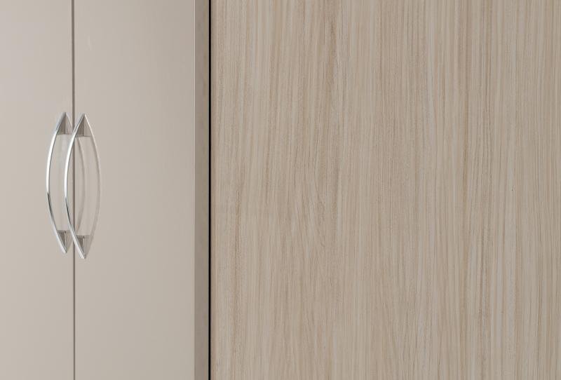 Nevada 2 Door 1 Drawer Wardrobe in Oyster GlossLight Oak Effect Veneer - Image 4