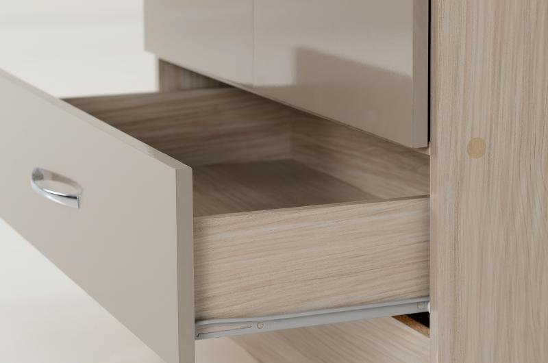 Nevada 2 Door 1 Drawer Wardrobe in Oyster GlossLight Oak Effect Veneer - Image 2