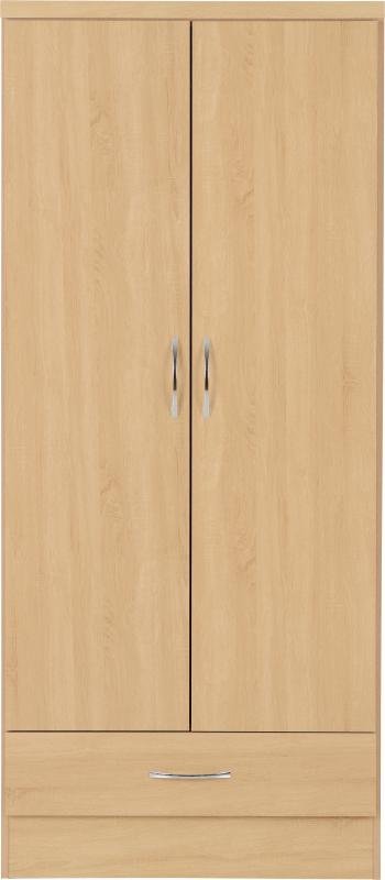 Nevada 2 Door 1 Drawer Wardrobe in Sonoma Oak Effect - Image 2