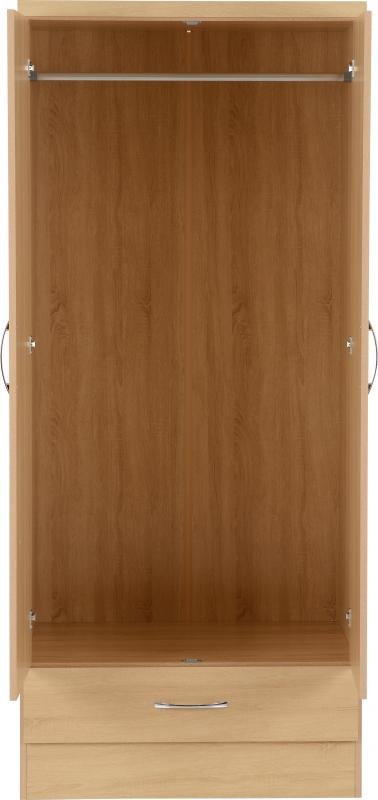 Nevada 2 Door 1 Drawer Wardrobe in Sonoma Oak Effect - Image 8