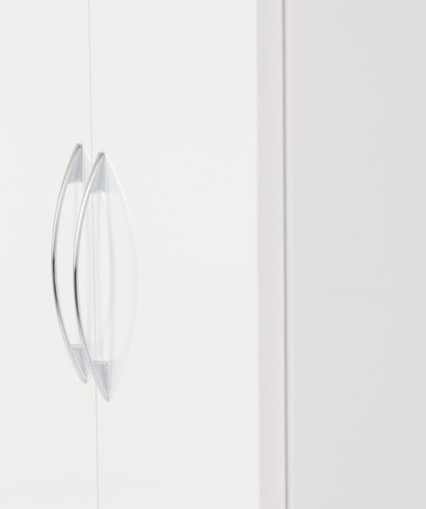 Nevada 2 Door 1 Drawer Wardrobe in White Gloss - Image 3