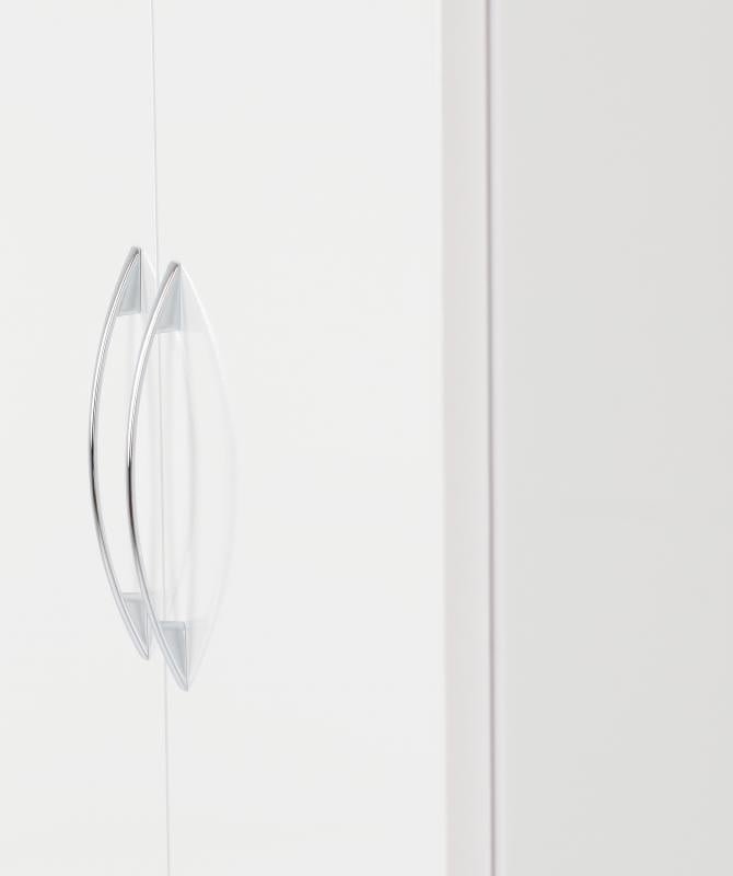 Nevada 2 Door 1 Drawer Wardrobe in White Gloss - Image 3