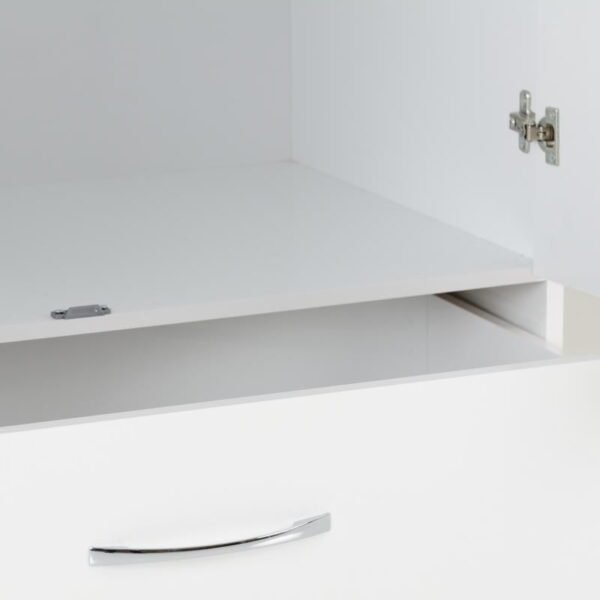 Nevada 2 Door 1 Drawer Wardrobe in White Gloss - Image 2