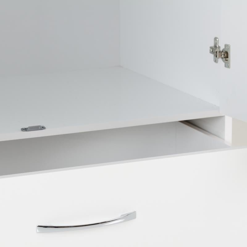 Nevada 2 Door 1 Drawer Wardrobe in White Gloss - Image 2