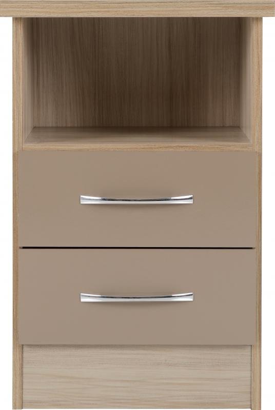 Nevada 2 Drawer Bedside in Oyster GlossLight Oak Effect Veneer - Image 7