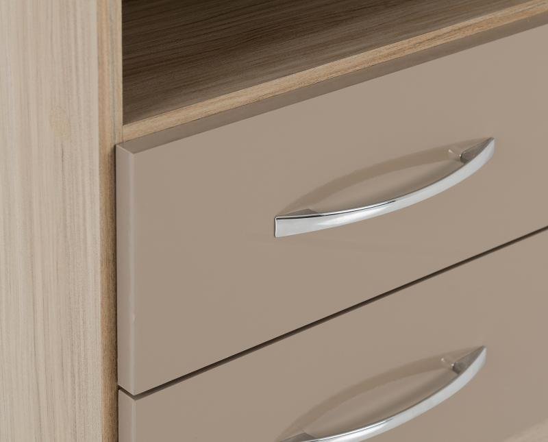 Nevada 2 Drawer Bedside in Oyster GlossLight Oak Effect Veneer - Image 4