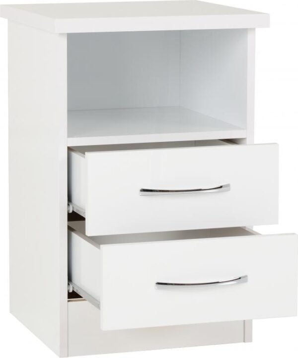 Nevada 2 Drawer Bedside in White Gloss - Image 6