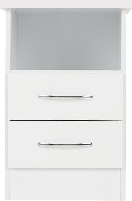 Nevada 2 Drawer Bedside in White Gloss - Image 5