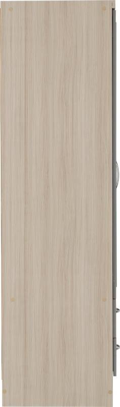 Nevada 3 Door 2 Drawer Mirrored Wardrobe in Grey GlossLight Oak Effect Veneer - Image 6
