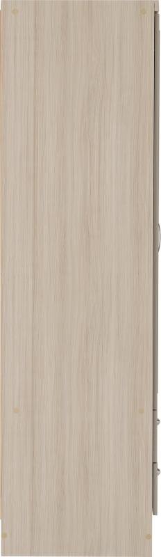 Nevada 3 Door 2 Drawer Mirrored Wardrobe in Oyster GlossLight Oak Effect Veneer - Image 6