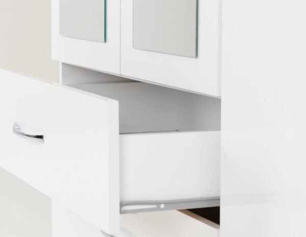 Nevada 3 Door 2 Drawer Mirrored Wardrobe in White Gloss - Image 3