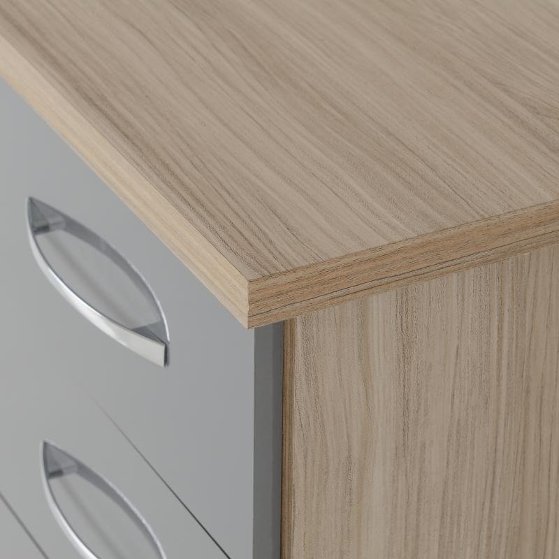 Nevada 3 Drawer Bedside in Grey GlossLight Oak Effect Veneer - Image 2