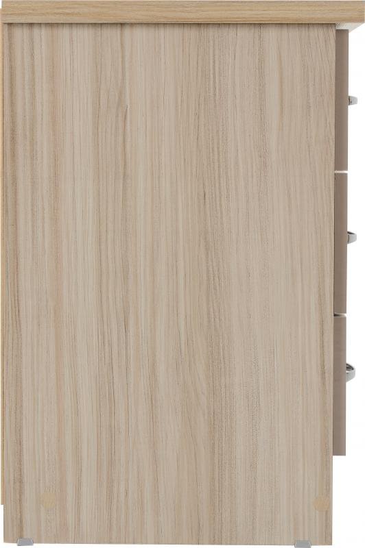 Nevada 3 Drawer Bedside in Oyster GlossLight Oak Effect Veneer - Image 5