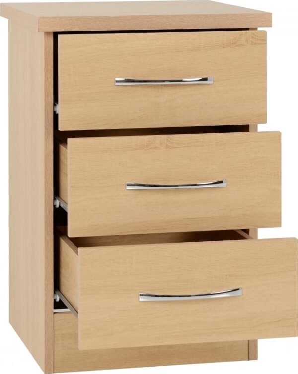 Nevada 3 Drawer Bedside in Sonoma Oak Effect - Image 2