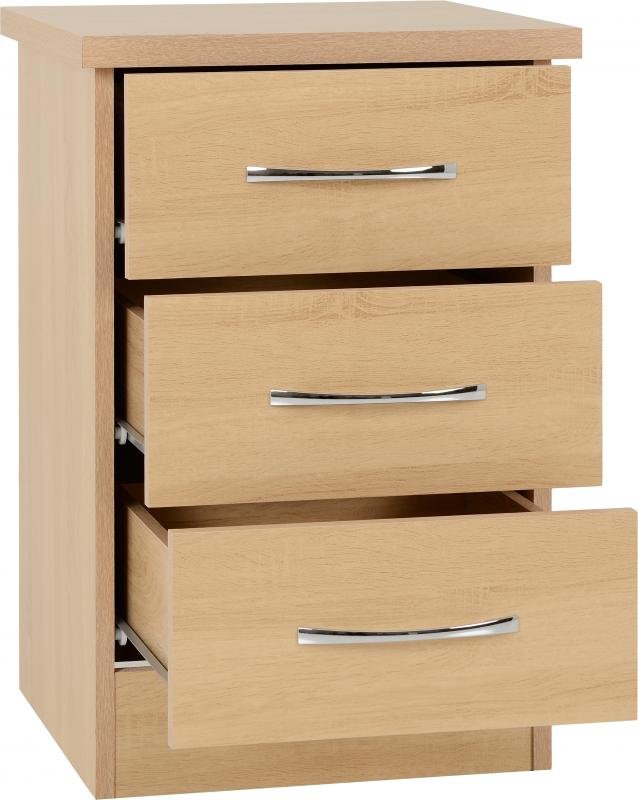 Nevada 3 Drawer Bedside in Sonoma Oak Effect - Image 2