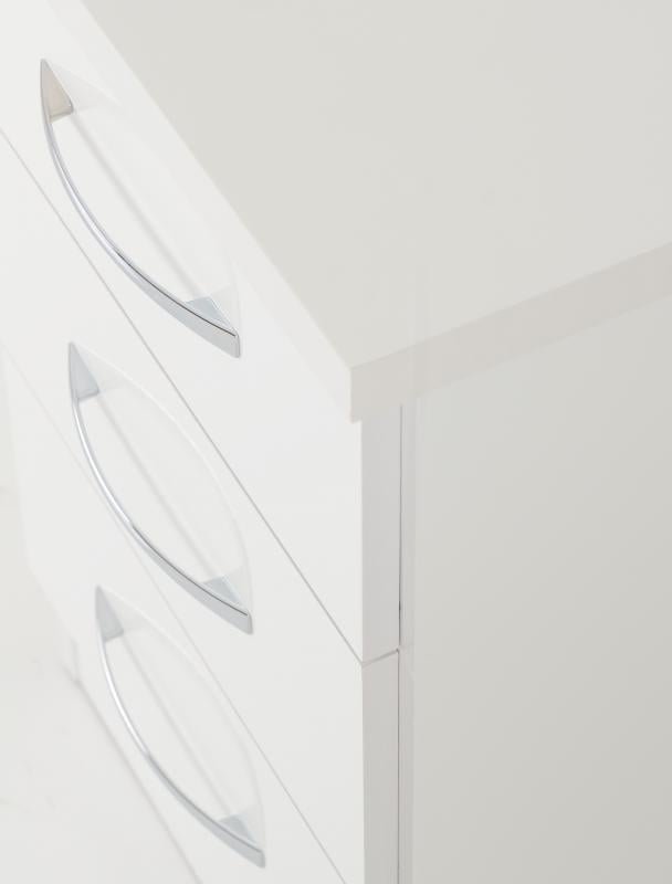 Nevada 3 Drawer Bedside in White Gloss - Image 2