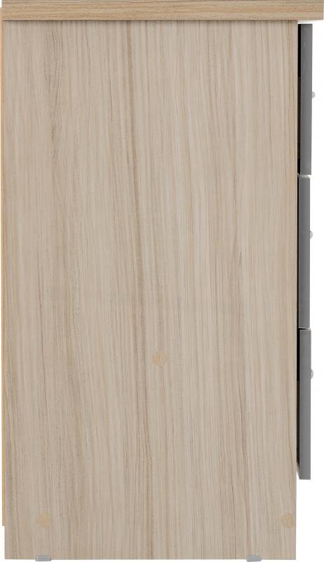Nevada 3 Drawer Chest in Grey GlossLight Oak Effect Veneer - Image 6