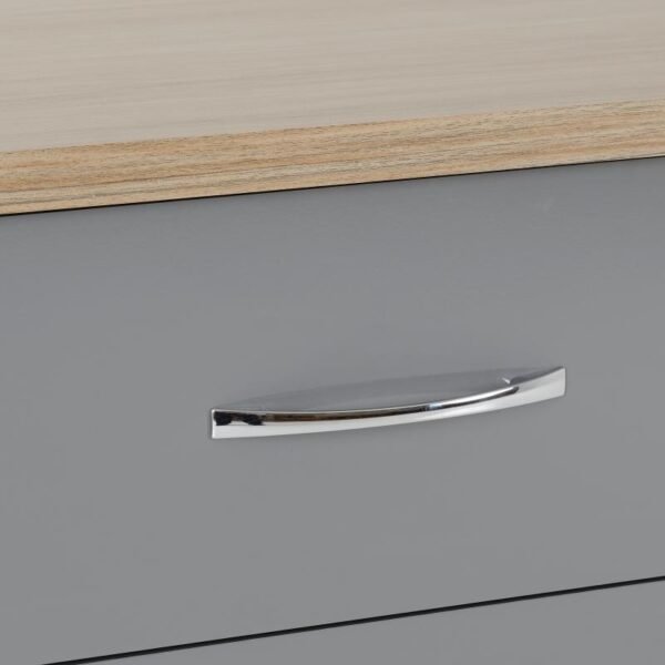 Nevada 3 Drawer Chest in Grey GlossLight Oak Effect Veneer - Image 4