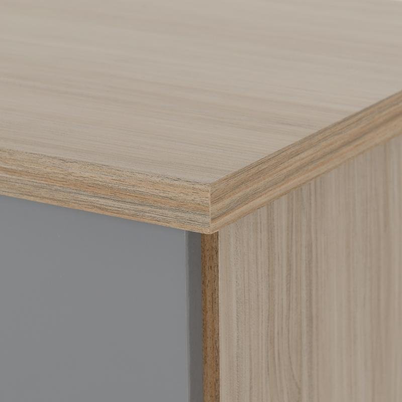 Nevada 3 Drawer Chest in Grey GlossLight Oak Effect Veneer - Image 3