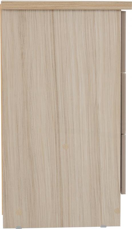 Nevada 3 Drawer Chest in Oyster GlossLight Oak Effect Veneer - Image 6