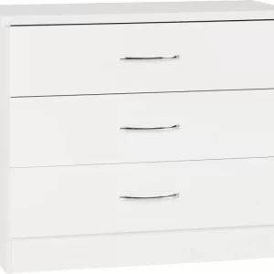 Nevada 3 Drawer Chest in White Gloss