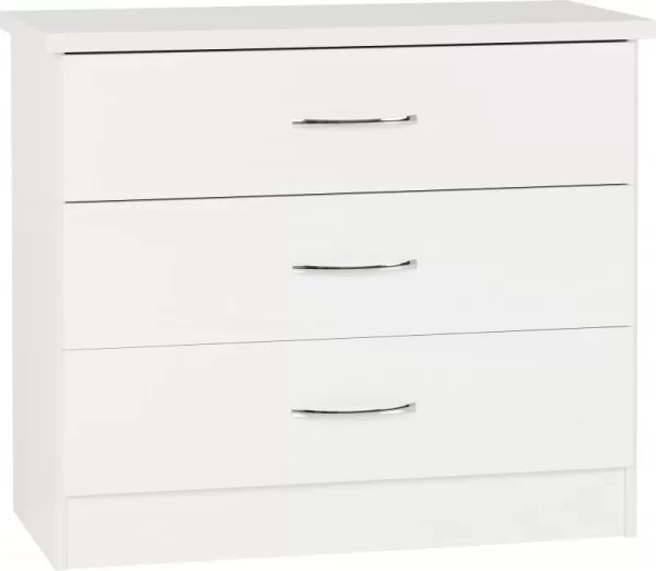 Nevada 3 Drawer Chest in White Gloss