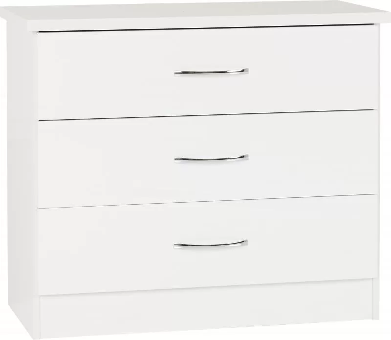Nevada 3 Drawer Chest in White Gloss