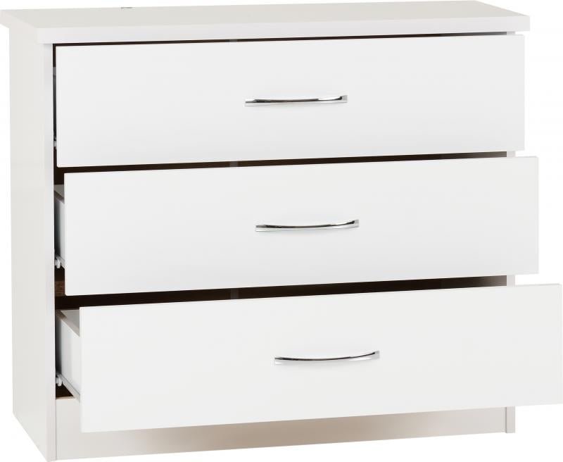Nevada 3 Drawer Chest in White Gloss - Image 8