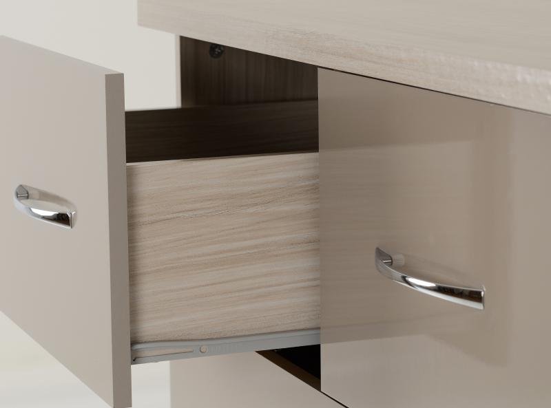 Nevada 3+2 Drawer Chest in Oyster GlossLight Oak Effect Veneer - Image 4